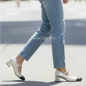 Marc Fisher LTD Marla Metallic Gold Mary Jane Block Heel Shoes Size 7.5M NWT